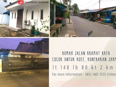 Rumah Jalan Kramat Raya Cocok Untuk Kost, Kontrakan Jakpus