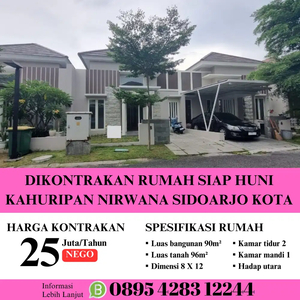 Dikontrakkan rumah lokasi kahuripan nirwana cluster park sidoarjo kota