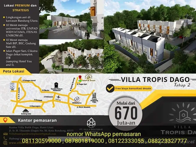 Jual Rumah 2 Lantai Villa Tropis Dago Strategis Dekat Pusat Kota