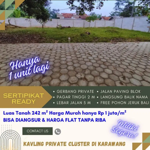 JUAL TANAH KAVLING SIAP BANGUN SATU UNIT TERAKHIR LUAS 242 METER