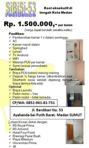 Kosan daerah ayahanda medan/sumut