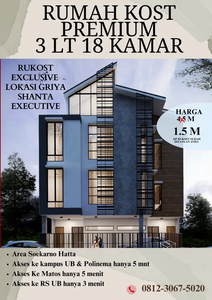 RUKOST PREMIUM 3 LANTAI 18 KAMAR LOKASI SUHAT HARGA MULAI 1.5 M AN