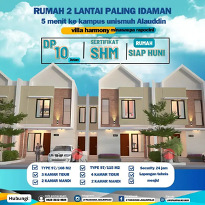 Rumah 2 lantai 4 kamar LT 7x15m2 10 menit ke Moll panakukang Makassar