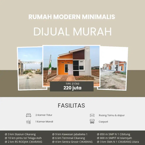 Rumah Murah Modern Minimalis Legalitas SHM 4 km Sentra Grosir Cikarang