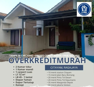 Rumah Over Kredit Murah DP 75jt nego dekat ke Stasiun Kereta Depok