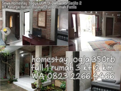 Sewa Homestay Yogya UGM Jl Damai RS Sarjito 2KT Kelurga Harian Bulanan