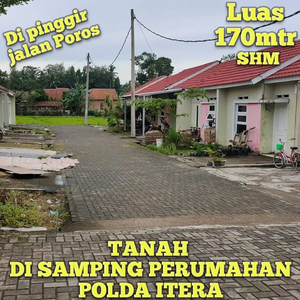 SHM AN SENDIRI DEKAT KAMPUS ITERA SUKARAME PINGGIR JALAN TANAH DIJUAL