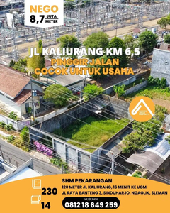 Tanah Jalan Kaliurang Km 6 Pinggir Jalan Cocok Untuk Usaha