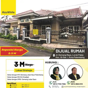 Di Jual Rumah di Jl. Demang Raya, Lorok Pakjo Kec. Ilir Bar. I,