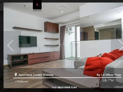 Dijual Apartement Cosmo Mansion Middle Floor 2BR+1 Furnished View GI