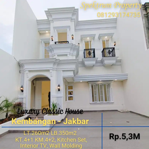 Rumah Baru Luxury Classic, Kembangan-Jakbar Lt.260 Lb.350 Rp.5,3M