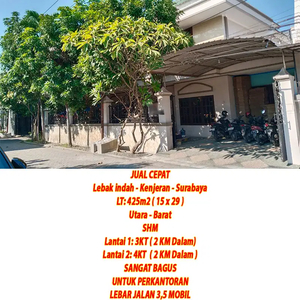 Rumah Kantor Lebak Indah SHM ROW 3,5 Mobil dkt Kenjeran Surabaya