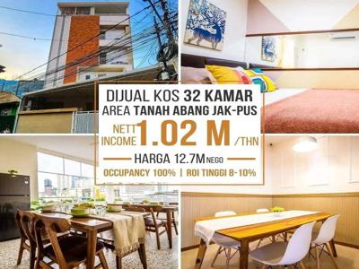 Dijual Kostan 33 Kamar / 5 Lantai / Furnished di Tanah Abang, Jakpus