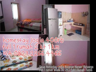 Sewa Homestay Jogja Bulanan Harian Keluarga Full 1 rumah Wisda AC 2KT