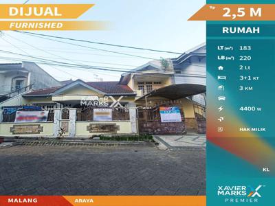 Dijual Rumah Terawat Furnish Dekat Jalan Utama di Araya Malang