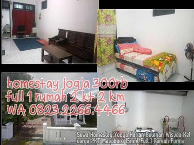 Sewa Homestay Yogya Harian Bulanan Wisuda Keluarga 2KT Malioboro 15mnt