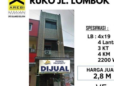 Dijual Ruko Murah Jalan Lombok Pusat Kota Makassar