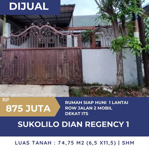 875 Juta‼️Rumah 1 Lantai Sukolilo Dian Regency dekat ITS