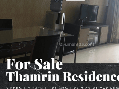 Dijual Apartemen Thamrin Residence 3 Bedroom Low Floor Furnish