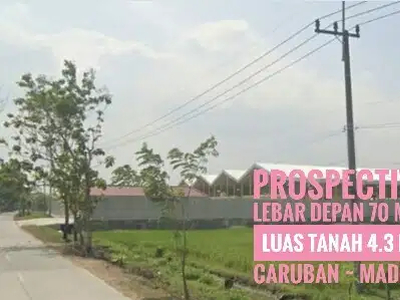 DIJUAL Lahan LD 70 mtr, area Industri Caruban MADIUN, Lok Cantik