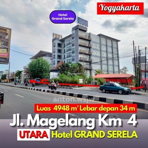 Jual Tanah Lt 4948 M Ld 34m Jl Magelang KM4 Utara Hotel Grand Serela - Sleman Yogyakarta