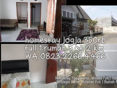 Homestay Yogyakarta Wisuda Full 1 rumah 3KT Strategis Harian Bulanan