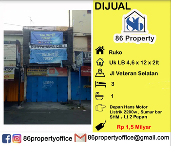 JUAL Ruko jl veteran selatan dkt alauddin , ratulangi