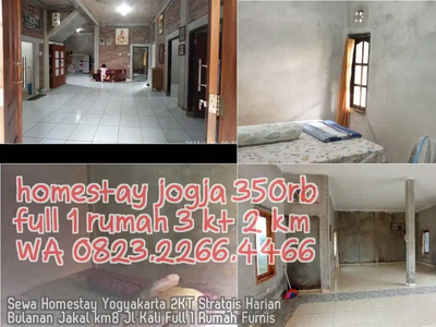 Sewa Homestay Yogyakarta 2KT Stratgis Harian Bulanan Jakal km8 Jl Kali