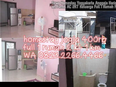 Sewa Homestay Yogyakarta Anggaja Harian Bulanan Furnis AC 2KT Keluarga