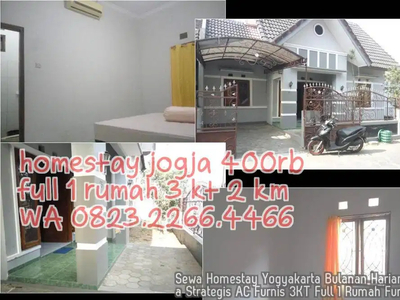 Sewa Homestay Yogyakarta Bulanan Harian Minoma Strategis AC Furnis 3KT