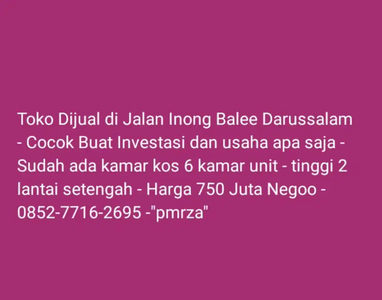 Toko dijual Cocok buat Investasi kos-kosan