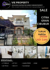 TURUN HARGA CITRAGRAN CIBUBUR JUAL CEPAT RUMAH 5 KMR TDR CITRA GRAN