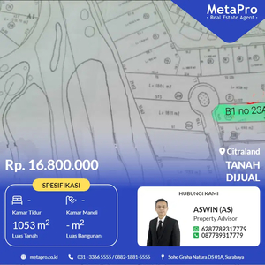 Di jual Tanah Kavling Murah Citraland Teluk Golf SHM