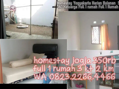 Homestay Yogyakarta Harian Bulanan Strategis AC Keluarga Full 1 rumah