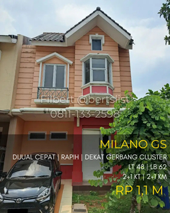 MURAH Rumah rapih seberang ruko Goldfinch di Milano Gading Serpong