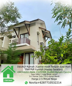 Rumah 2Lantai Hook Tengah ORCHARD PARK CLUSTER DURIO Batam Centre