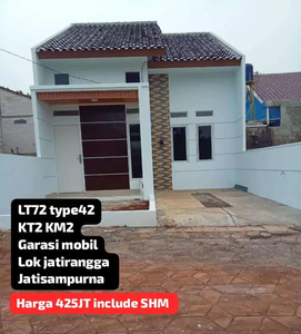 Rumah baru cluster dijual cepat 425 JT free bphtb Terima SHM 45/72