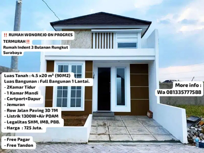 Rumah Indent Termurah 3 kamar tidur di Wonorejo Surabaya Timur