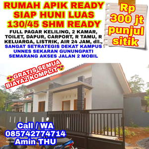 RUMAH SIAP HUNI LUAS 130 SHM FULL PAGAR KOTA SEMARANG KAMPUS UNNES