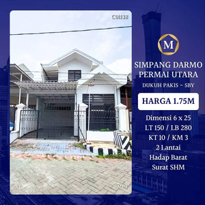 Rumah Simpang Darmo Permai dkt Puncak Pradah Dukuh Pakis Sukomanunggal