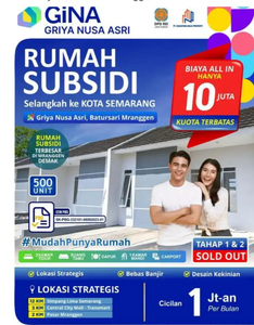 Rumah subsidi, DP all in cuma 10 jt