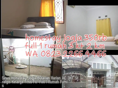 Sewa Homestay Jogja Bulanan Harian AC 3KT Stratgis Kelarga Frnis Fll