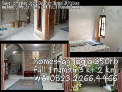 Sewa Homestay Jogja Bulanan Harian Jl Kaliurang km8 U Wsuda Furnis 2KT