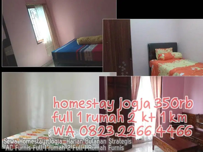 Sewa Homestay Jogja Harian Bulanan Strategis AC Furnis Full 1 rumah 2