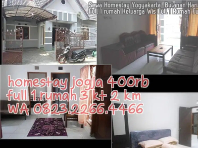 Sewa Homestay Yogyakarta Bulanan Harian 3KT Full 1 rumah Keluarga Wis