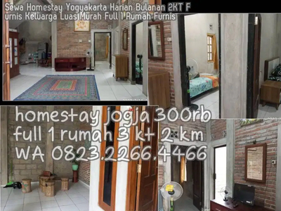 Sewa Homestay Yogyakarta Harian Bulanan 2KT Furnis Keluarga Luas Murah