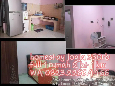 Sewa Homestay Yogyakarta Harian Bulanan Furnis Fll 1 rumah 2KT Kelurg