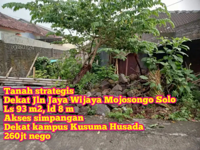 Tanah Strategis Dekat Jalan Jaya Wijaya, Mojosongo Solo