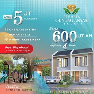 Rumah 2 Lantai PERMATA GUNUNG ANYAR Surabaya, Harga NUP Termurah 900 Jtan