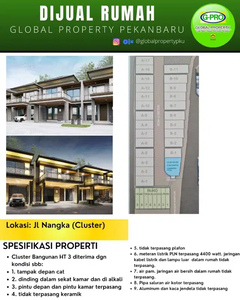 Dijual Rumah Cluster Tengah Kota Pekanbaru, (New)!